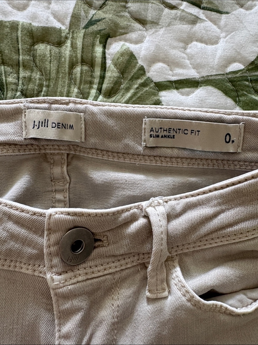 J. Jill Denim Authentic Fit Slim Ankle Jeans - Light Taupe 0 Petite